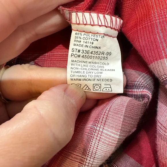 Plains Western Wear Long-Sleeve Red Plaid Size Large with Pearl Snaps - Picture 4 of 4